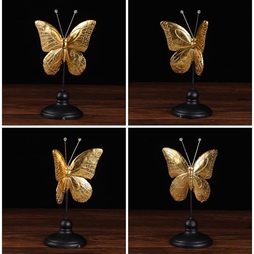 Estatua de Mariposa de Resina Dorada y Negra Moderna 9.1 pulg miniatura 4