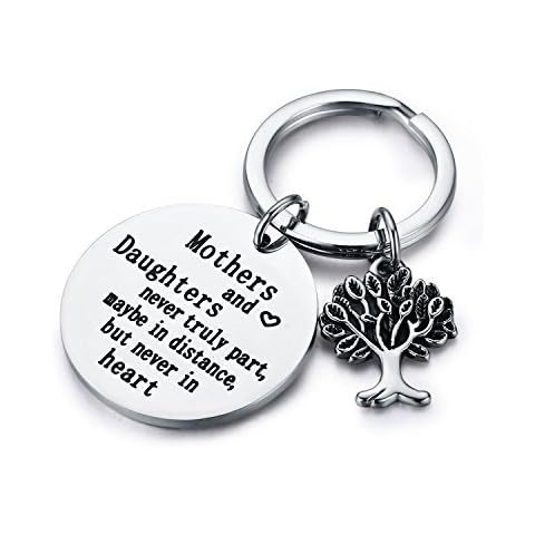CJ&M Family Tree Keychain Mother Daughter Gift Mothers and Daughters Never Truly Part, Maybe in Distance.Mother Daughter Keychain Cover