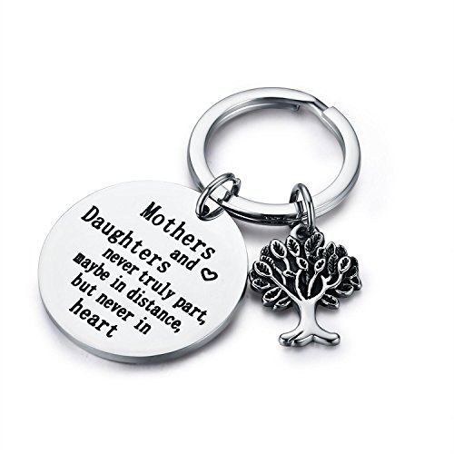 Udobuy Family Tree Keychain Mother Daughter Gift Mothers and Daughters Never Truly Part, Maybe in Distance.Mother Daughter Keychain