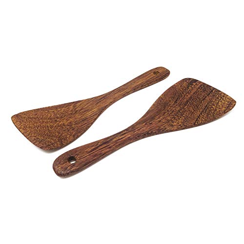 Honbay 2Pcs Wooden Rice Spoon Rice Paddle Rice Cooker Spatula Kitchen Cooking Spoons For Kitchen (Oblique Head) #TOP3