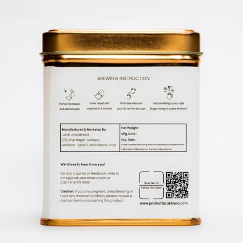 Image of Jaivik Uttarakhand - Moringa Herbal Tea (170.1 g), Dried Drumstick Tree Leaves, antioxidant rich, Sweet, Floral Taste, Pack of 3 Tin Can