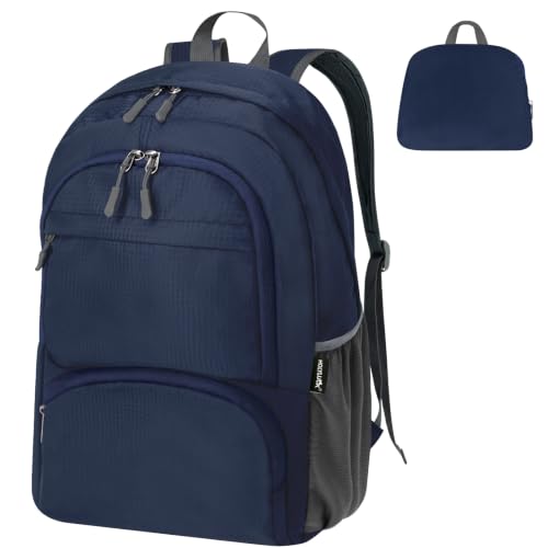 HOLYLUCK 20L lightweight packable Hiking Daypack Foldable Backpack for Men Women Small Travel Outdoor Foldable Shoulder Bag-dark blue