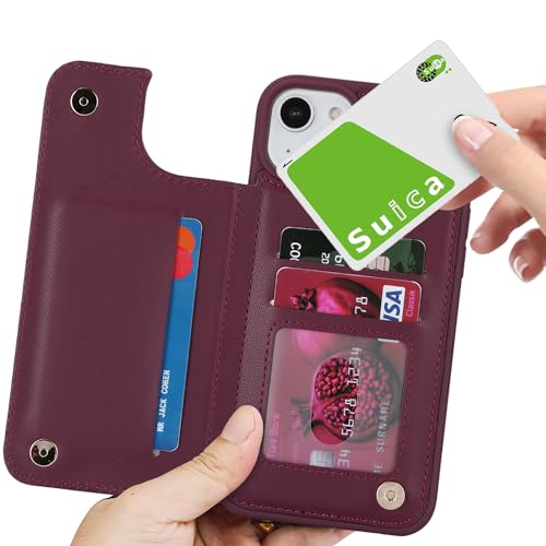 iCoverCase Compatible with iPhone 15 Wallet Phone Case with Card Holder for Women Men, [RFID Blocking] Card Slots PU Leather Protective Wallet Case 6.1 Inch (Wine Red) by iCoverCase - Image 8
