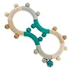 Hess Holzspielzeug 11130 – Motorikrassel achtcht, grijpling van hout, voor baby’s vanaf 0 maanden, natuur turquoise, ca…