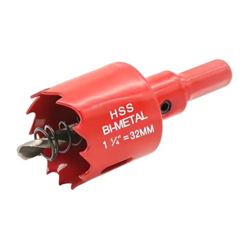 Image of 32mm Hole Saw,HSS Bi-Metal Hole Cutter for Pipe Vent, Wood,Plywood, Plastic, Drywall, Thin Metal Sheets