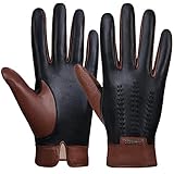 FIORETTO Men’s Chrome-Free Leather Gloves – Sheepskin Touchscreen Winter Driving Gloves with Cashmere Lining Cognac X-Large