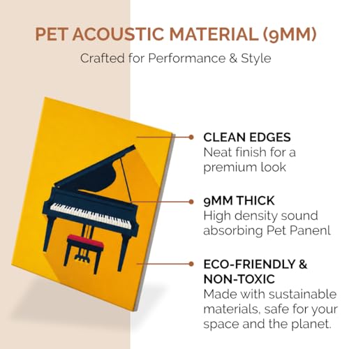 Image of Timber Acoustics Acoustic Art Wall Panels for Music Studio, 48 inchx32 inch PET Felt Sound Absorbing & Noise Reduction Panels for Wall, Acoustic Panels for Music Studio, (Fun Beats, Set of 3)