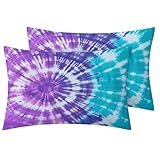 TANCAPRIUM Tie Dye Pillow Cases Standard Size Set of 2, Swirl Psychedelic Pillowcase & Home Decor, Hippie Boho Pillow Covers 20x26, Pillow Shams with Zipper, Soft Breathable