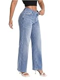 SHAPUM Flattering Wide Leg Jeans Curvy Women Low Rise Loose BBL Jean Casual