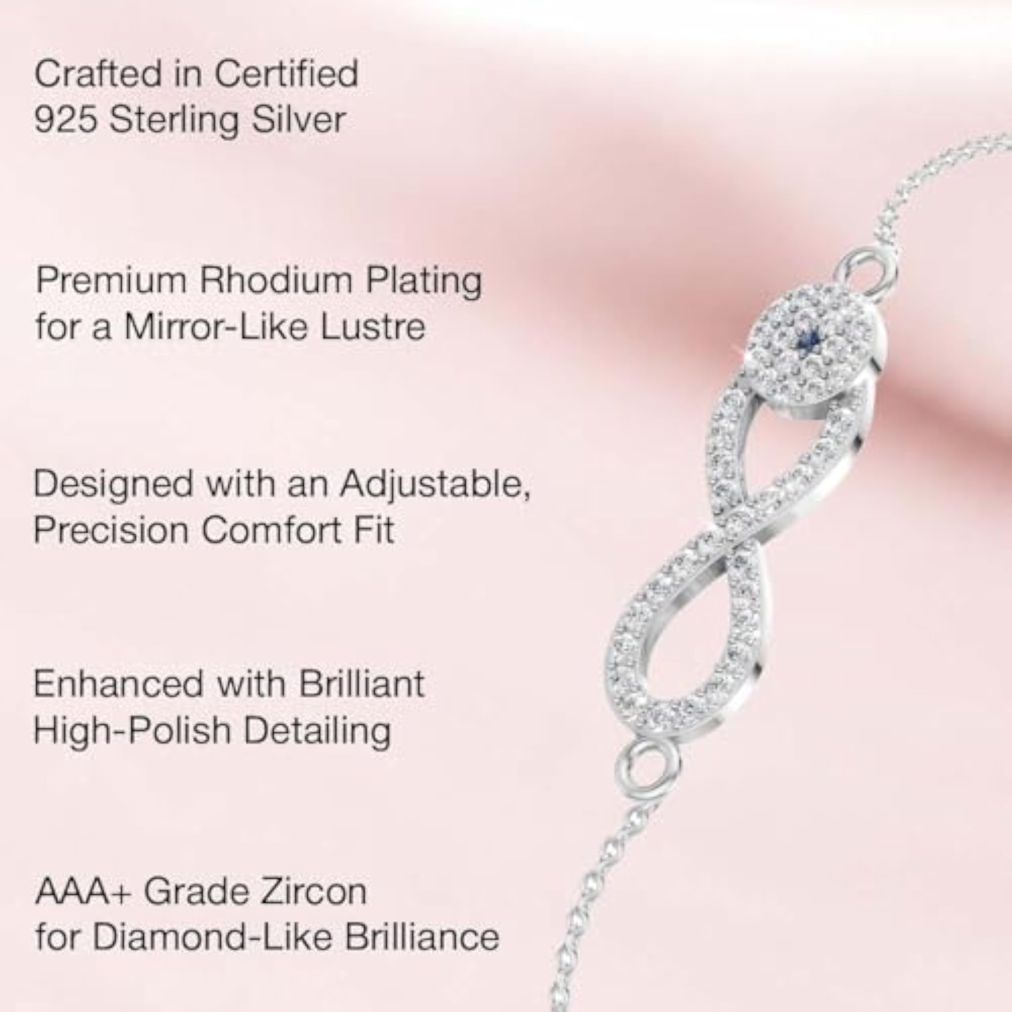 925 Pure Silver Adjustable Infinity Bracelet
