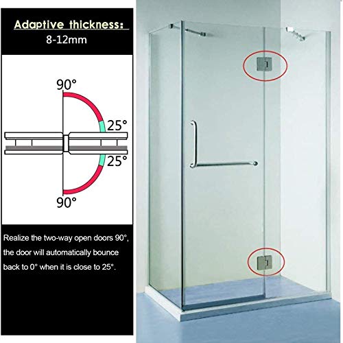 2 Pcs Glass Door Hinge 180 Degree Shower Door Hinges Heavy Duty Glass Door Cupboard Showcase Cabinet Gate Clamp Replacement Parts, 304 Stainless Steel Brushed Finish #TOP3
