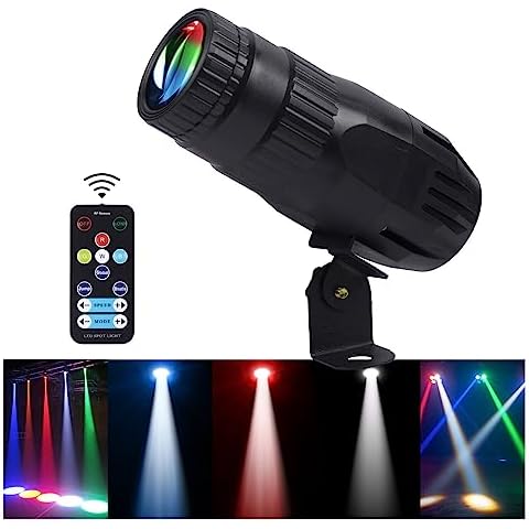 Pinspot Light with Remote 4 in 1 Stage Spotlight: 15W RGBW LED Beam Mirror Disco Ball Spot Lights Cover