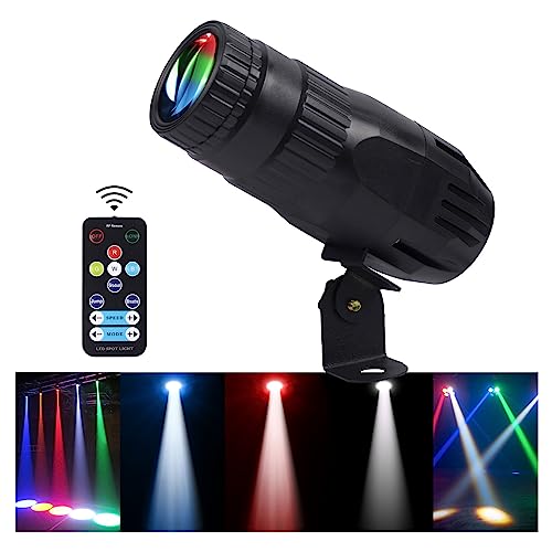 Pinspot Light with Remote 4 in 1 Stage Spotlight: 15W RGBW LED Beam Mirror Disco Ball Spot Lights - Mini Pin Lighting for Party DJ Disco Wedding Bar Club Indoor Show