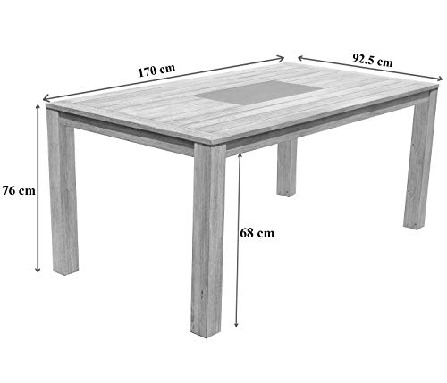 Dehner Gartentisch Stockholm, ca. 170 x 92.5 x 76 cm, FSC Akazienholz, grau – Bild 5