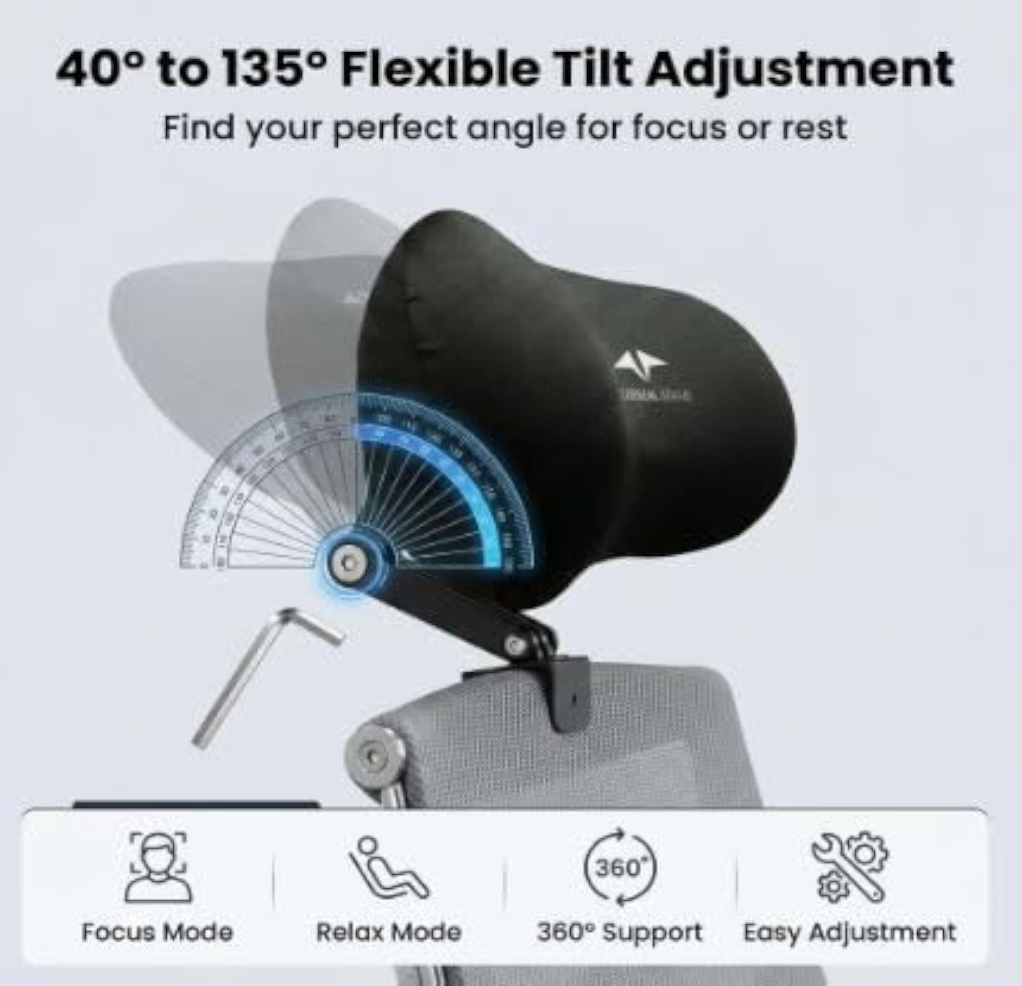 Ergonomic Chair Headrest with Adjustable Tilt Angle