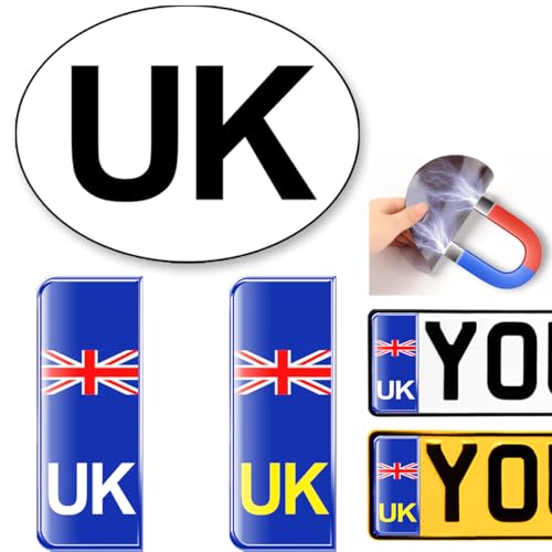 Pegatinas de coche del Reino Unido – Paquete de 2 pegatinas adhesivas 3D del Reino Unido – Cumplimiento con la normativa europea de carreteras, impermeables