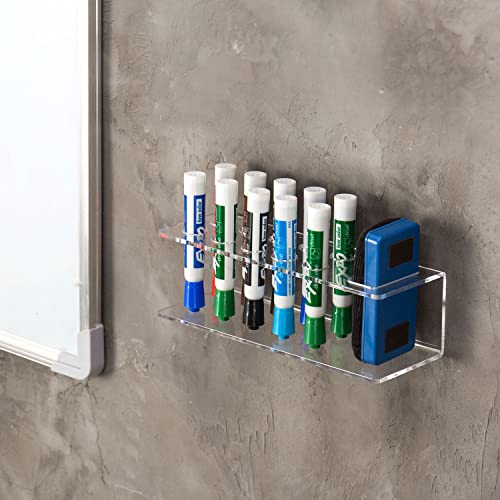 MyGift Whiteboard Supply Storage, 10-Slot Clear Acrylic Dry Erase Marker and Eraser Holder, Wall Mounted Office Accessories Organizer Storage Rack by MyGift - Image 2