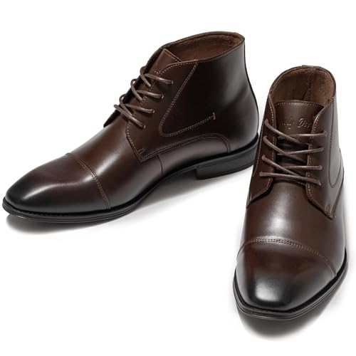 Image of Holy dove Mens Dress Boots, Premium Leather Oxford Chukka,Non-Slip Waterproof Business Boots for Men