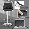 WOLTU Taburete Cocina Alto Bar con Respaldo, Silla Giratoria con Reposapies y Base Redonda de Metal, Piel Sintética, Gris Blanco #3