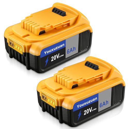 Youxuzuan 6 Ah Replacement for 20 Volt Battery Replacement Compatible with 20V MAX Battery Tools & Chargers (DCB200/DCB204/DCB206 etc) 2Packs