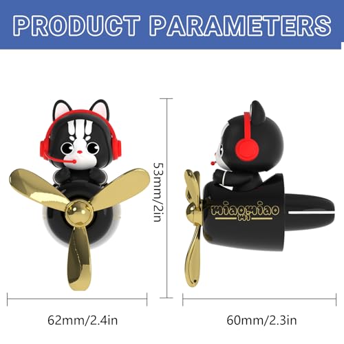 Image of Pilot Car Air Freshener, Cute Cat Car Vent Clip Air Freshener with 4 Fragrant Tablets Automotive Air Outlet Fan Diffuser, Automotive Interiors Vent Decoration (Pilot Cat)