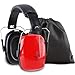 HEARTEK Earmuffs Hearing Protection with Travel Bag - Noise Canceling Ear Hearing Protection Defenders for Kids, Adults, Women, Children - Adjustable Protector Reduction Ear Muffs for Shooting - Red