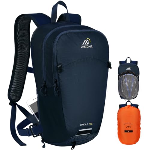 ONETOALL - ONETOALL Sac à Dos Vélo 15L, Sac à Dos Ski Sac de Randonnée Homme Femme avec Couvre-casque, Housse de Pluie, Ceinture Amovible et Fermeture Éclair Antivol pour Sport Moto Voyage - -31%