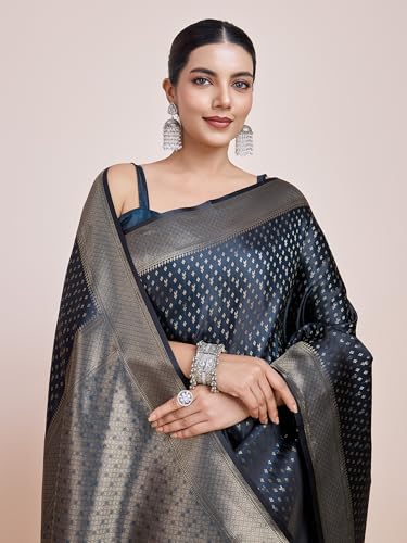Image of Monjolika Fashion Women's Banarasi Pure Kanjivaram Style Satin Silk Saree With Blouse Piece for Wedding