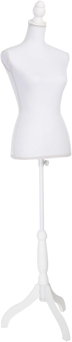 Giantex Female Mannequin Torso Body Dress Form with White Adjustable Tripod Stand, 51.2’’-66.2’’ Adjustable Height Non-Straight Pinnable for Pants Clothing Dress Jewelry Display (White)