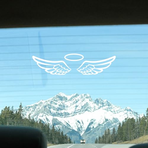 Image of GORGECRAFT 4 Styles 4Pcs Tribal Angel Wings Car Decals White Reflective Saint Wings Car Bumper Sticker Waterproof PET Automotive Exterior Decor Stickers for SUV Truck Motorcycle Doors Walls Laptop