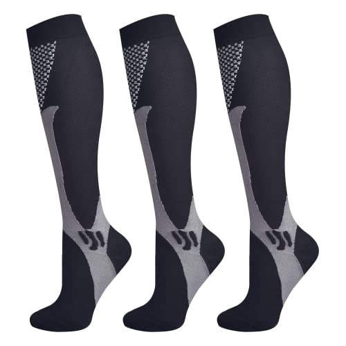 Evolyline 3 Pairs Compression Socks for Women & Men, Knee Length Medical Compression Socks Men, Fit for Running Flying Nursing Flight Travel Sports varicose veins Promote Circulation 20-30 mmhg Evolyline 3 Pairs Compression Socks for Women & Men, Knee Length Medical Compression Socks Men, Fit for Running Flying Nursing Flight Travel Sports varicose veins Promote Circulation 20-30 mmhg