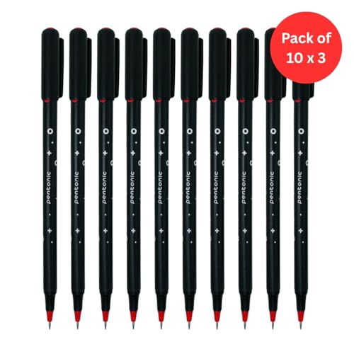 Image of Pentonic Cipher 0.5mm Ball Pen, Black Body Red Ink (Set of 10)
