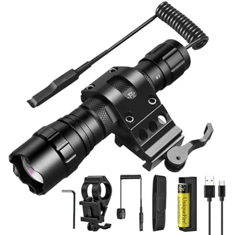 UniqueFire 501F Vcsel 850nm IR Illuminator Flashlight Lights for Night Vision Zoomable Infrared Flashlight Illuminator with Dual Control Remote Pressure Switch Cover