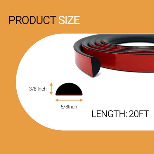 PACIXU Solid Rubber Weather Stripping, Self-Adhesive EPDM Rubber Seal Strip Gasket for Automotive, RV Slide Out Seal, Marine, Garage Doors/Window and More - 0.75” Width, 0.375” Height - 20FT by PACIXU - Image 2