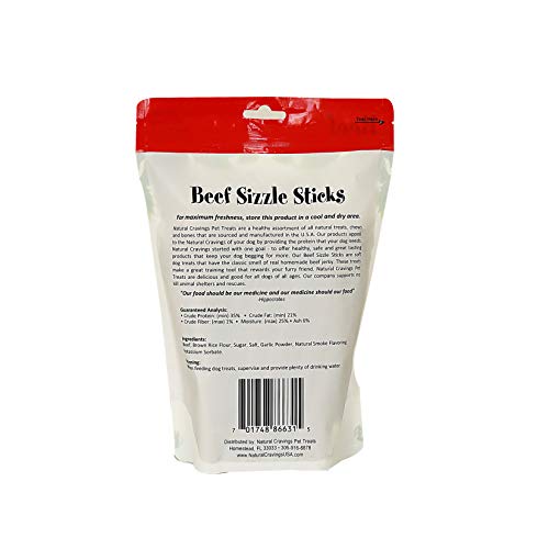 Natural Cravings Sizzle Sticks Jerky Dog Treats | 12 Oz. Bag | Product Of Usa - Smells Great | Beef #TOP2