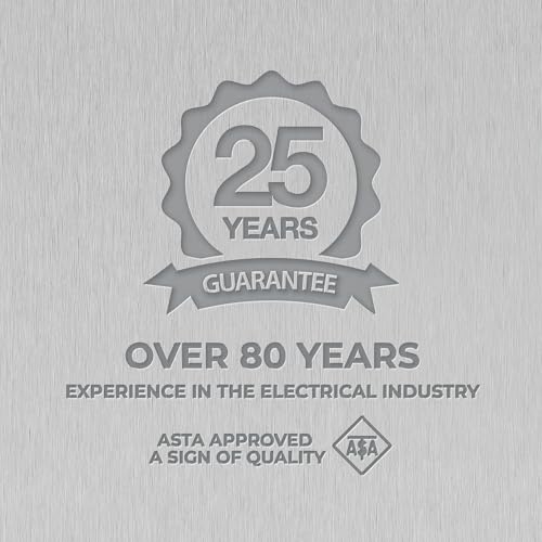 BG Electrical Single Switched Power Plug Wall Socket, Raised and Slim Profile, Round Edges, Nexus Metal, Brushed Steel, Grey Inserts, 13A, NBS21G