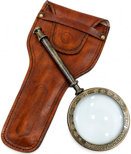 Brass Magnifying Glass with Leather Case