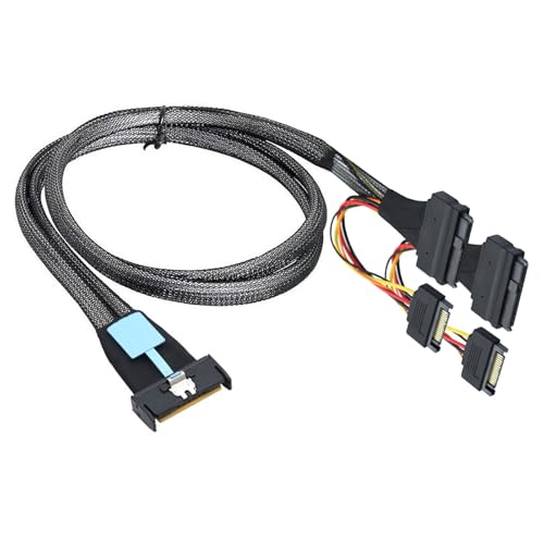 Ozeau Durability 50cm Data Transmission Cable 8i 74P to Double SFF8639+15P Cable with Power for Server Stability