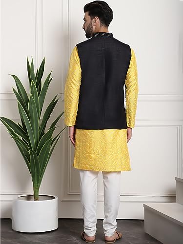 Image of SOJANYA (Since 1958 Men's Silk Blend Kurta and Pyjama with Nehru Jacket
