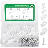 Cable Clips for Cable Management Cord Organizer, 300PCS White Nylon Plastic R-Type Cable Clamps 3/16
