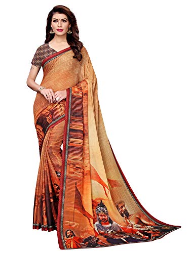 Image of AKHILAM Women's Bahubali Digital Printed Art Silk Saree with Blouse Piece (BHBLI Parent)
