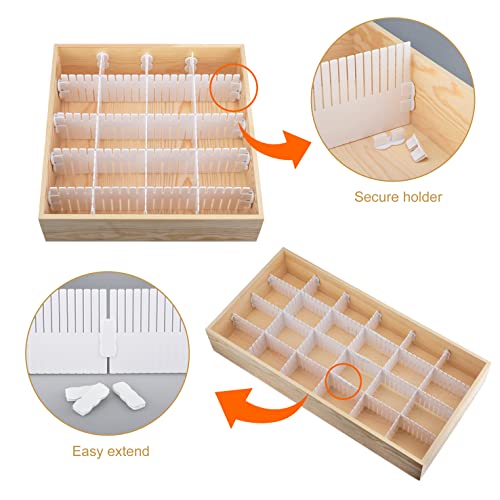 Momoi 42Pcs Drawer Dividers,Adjustable Drawer Organizer With Fixed Buckle,14.9In*4.33In,Drawer Organizer For Socks, Underwear, Makeup, Kitchen, Bedroom, Dresser,White(38 * 11Cm 42Pcs) #TOP3