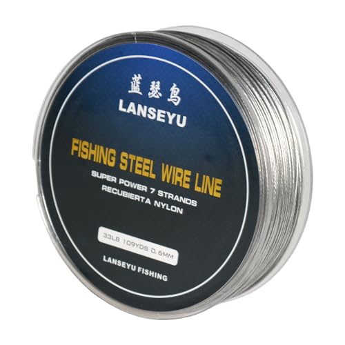 100 Metres 33 Pound 0.6mm Fishing Lines Fishing Stee Wire Nylon Coated 1x7 Stainless Steel Leader Wire Super Soft Fishing Wire Lines - Thumbnail 5