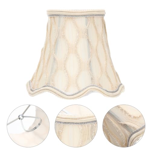 Vintage Cloth Lampshade E14/E27 Clip-on, 6 Inch Scalloped Design Light Socket Cover for Table and Wall Lamp, 1 set. by ibasenice - Used condition - Image 9