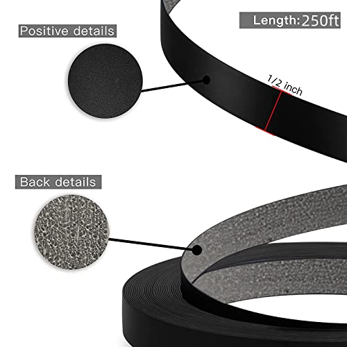 Image of Black Edge Banding, 1 /2 inch x 250ft roll of Veneer Edge Banding -Pre-glued Flexible Edging, PVC Tape Banding on with Hot Melt Adhesive Easy Application for Cabinet Repair Furniture Restoration