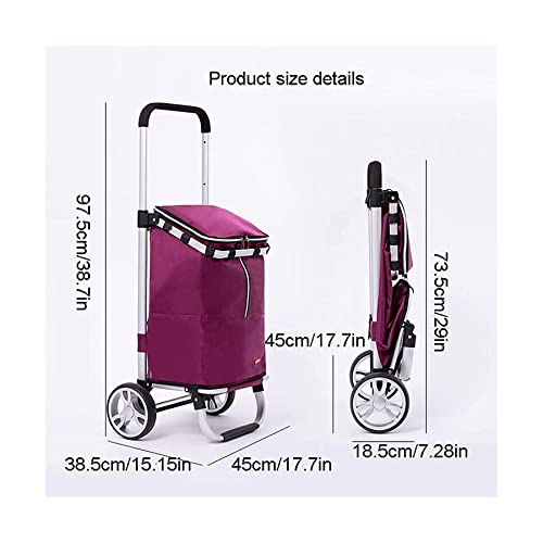 QUANLI Zusammenklappbarer Einkaufstrolley, Teleskop-Einkaufswagen mit 2 Rädern und großer wasserdichter Tasche, robuster… – Bild 8