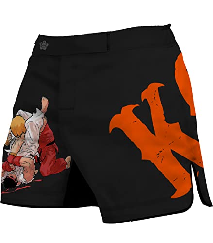 Men's Anime KO Graphic Mid-Thigh Fight Short High Durability for Combat