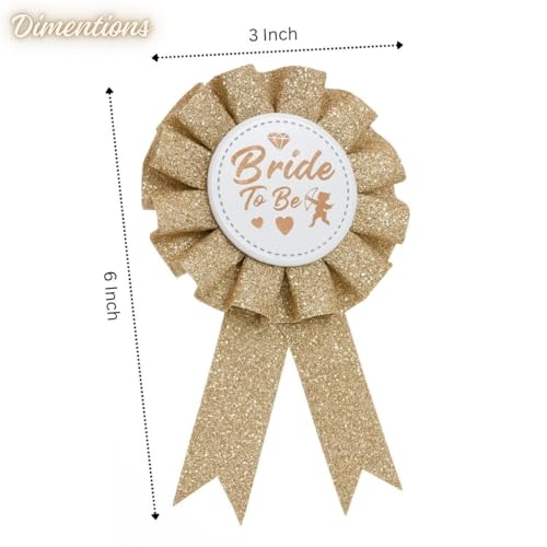Image of Wanna Party Bride to Be Award Ribbon Tinplate Badge Pins Wedding Buttons for Wedding Bridal Shower Party Decorations - Champagne Gold