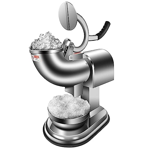 Shaved Ice Machine Electric Snow Cone Maker Machine Ice Crusher Dual Blades 440Lbs/Hr For Home And Commercial Ice Shaver Heavy Duty Silver #TOP15