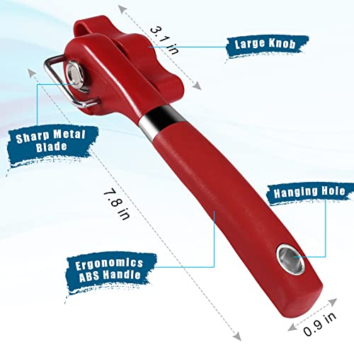 Can Opener, Oeh Can Opener Manual, Safe Cut Can Opener Smooth Edge Manual, Durable Aluminum Alloy Safety Manual Can Opener, Kitchen Professional Can Opener Manual Handheld (K2 Red) #TOP1